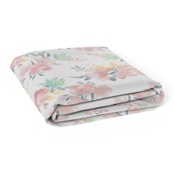 KUSHIES Cotton Percale Fitted Crib Sheet - Watercolour Flowers