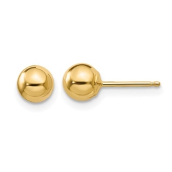 GEM AND HARMONY Gold Button Ball 5MM Stud Earrings In 14K Gold In Yellow