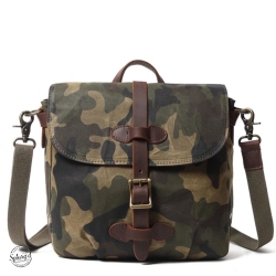 SPLURG'D Small Messenger Bag. Canvas Camouflage Crossbody Shoulder Tablet Bag - In Green