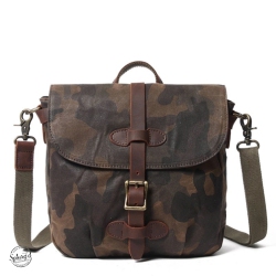 SPLURG'D Small Messenger Bag. Canvas Camouflage Crossbody Shoulder Tablet Bag - In Black