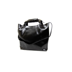 SPLURG'D Leather Tote Bag With Long Strap And Carry Handle - In Black