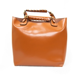 SPLURG'D Leather Tote Bag With Long Strap And Carry Handle - In Brown