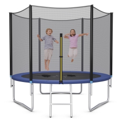 GYMAX 8 Ft Outdoor Trampoline Bounce Combo W/safety Closure Net Ladder