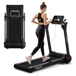 COSTWAY Superfit Folding 2.25HP Electric Treadmill Running Machine App Control Bluetooth