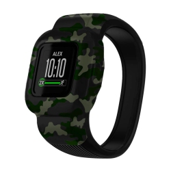 STRAPSCO Patterned Silicone Rubber Watch Band Strap for Garmin Vivofit Jr. 3 - Medium-Long - Camo In Green