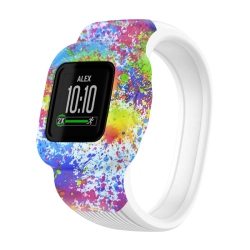 STRAPSCO Patterned Silicone Rubber Watch Band Strap for Garmin Vivofit Jr. 3 - Short-Medium - Paint Splatter In Multicolor