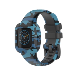 STRAPSCO Patterned Silicone Watch Band Strap W/ Buckle for Garmin Vivofit Jr. 3 - Camo In Blue