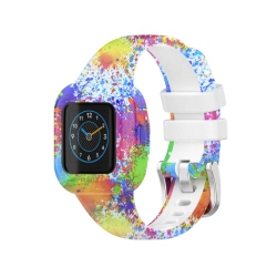 STRAPSCO Patterned Silicone Watch Band Strap W/ Buckle for Garmin Vivofit Jr. 3 - Paint Splatter In Multicolor