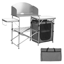 GYMAX Folding Outdoor Camping Table Portable Bbq Grill Table W/ Storage Bag