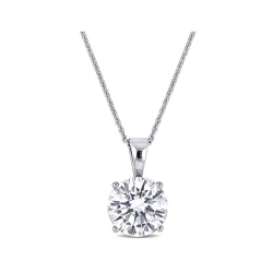 GEM AND HARMONY 2.00 Carat (Ctw) Synthetic Moissanite Solitaire Pendant Necklace In 14K Gold In White