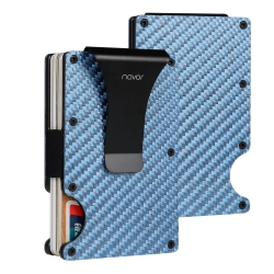 NAVOR Minimalist Carbon Fiber Wallet - Front Pocket Rfid Blocking Minimalist Wallet for Men & Women - Metal Wallet Credit Card Holder \w Money Clip