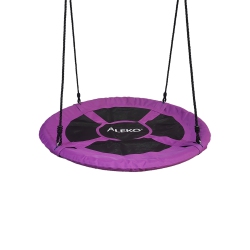 ALEKO Outdoor Swing Kids Round Tree Anchor Hammock Saucer Backyard Hanging Seat With Adjustable Ropes, Pink/black Color
