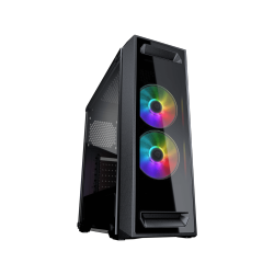 COUGAR Mx350 RGB Mid Tower Atx Computer Case, Tempered Glass Side Panel, 2X 120MM Argb Fans Pre-Installed In Black