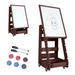 GYMAX Kids' Standing Art Easel Dry-Erase Board Double Sided Chalkboard