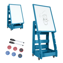 GYMAX Kids' Standing Art Easel Dry-Erase Board Double Sided Chalkboard