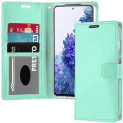 XCRS Leather Folio Premium Wallet for Galaxy S21 Fe 6.4 Inch (2022), Pu Leather Pouch \w Magnetic Card Slot And Lanyard \w 360° Protection Mobile