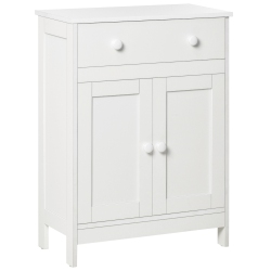 HOMCOM Bathroom Floor Cabinet, Freestanding Storage Cabinet With Drawer And Shaker Doors, Accent Cabinet, Sideboard With Adjustable Shelf In White