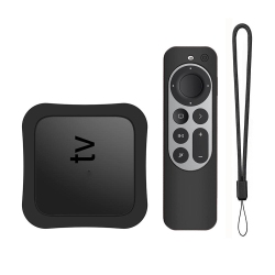 PRIMECABLES Silicone Remote Case And Tv Box Case for Apple Tv 4K/apple Tv HD In Black