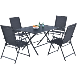 TOPBUY Patiojoy 5 PCs Patio Dining Furniture Set Outdoor Table & Chair Set W/folding Table