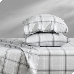 BARE HOME Flannel Sheet Set 100% Cotton, Velvety Soft Heavyweight - Double Brushed Flannel - Deep Pocket (Full, Tartan Plaid)
