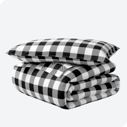 BARE HOME Flannel Duvet Cover And Sham Set - 100% Cotton, Velvety Soft Heavyweight, Double Brushed Flannel (Buffalo Plaid - White/black, Twin/twin