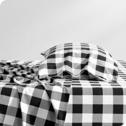 BARE HOME Flannel Sheet Set 100% Cotton, Velvety Soft Heavyweight - Double Brushed Flannel - Deep Pocket (Buffalo Plaid - White/black, Twin Xl)