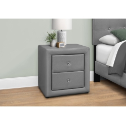 MONARCH SPECIALTIES I 5602 Bedroom Accent 21"h Leather-Look Night Stand In Grey