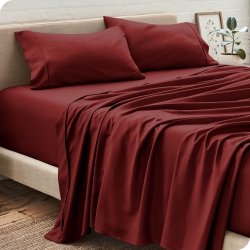 BARE HOME Sheet Set - Premium 1800 Ultra-Soft Microfiber - Double Brushed - Hypoallergenic - Wrinkle Resistant (Burgundy, Twin Xl)
