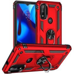 CSMART Anti-Drop Hybrid Magnetic Hard Armor Case With Ring Holder for Motorola Moto G Pure 2021 / G Power 2022 / G Play 2023 In Red