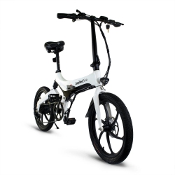 JUPITER BIKE Discovery X7 Folding Electric Bike 6 Speed 350 Watts In White