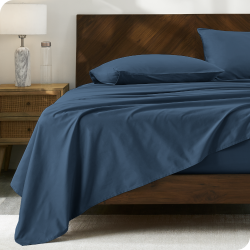 BARE HOME 100% Organic Cotton Sheet Set - Crisp Percale Weave - Lightweight & Breathable (Bering Sea, Full)