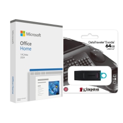 MICROSOFT Office 2024 Home | 1 Person, One-Time Purchase, Retail Box (W/ Key Card Inside), English (PC/mac) W/ Kingston 64GB USB 3.2 Drive