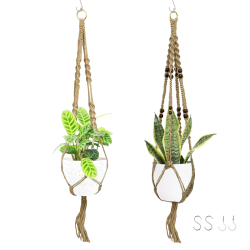 NA Macrame Plant Hangers With Two Different Types Of Hooks, Plant Hangers Made Of Cotton Thick Threads