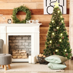 ALEKO Ctp6Ft01 Pre-Lit Fiber Optic Artificial Christmas Pine Tree With Pinecones And Berry Clusters - 6 Foot