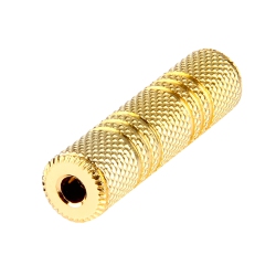 SATELLITESALE Auxiliary 3.5MM Jack Stereo Female to Female Extension Plated Coupler Aux In Gold
