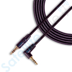 SATELLITESALE Auxiliary 3.5MM Right Angle Audio Jack Male to Male Digital Stereo Aux Cable Universal Wire Nylon Cord 6 Feet In Black