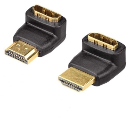 SATELLITESALE Digital HDMI Male to Female Right Angle 4K HDr Pvc Adapter (90 Degrees & 270 Degrees) In Black