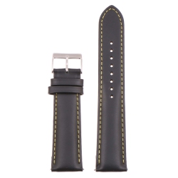 STRAPSCO Classic Lightly Padded Leather Watch Band Strap for Fitbit Charge 5 - Standard - Black & In Yellow