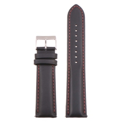 STRAPSCO Classic Lightly Padded Leather Watch Band Strap for Fitbit Charge 5 - Standard - Black & In Red