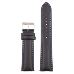 STRAPSCO Classic Lightly Padded Leather Watch Band Strap for Fitbit Charge 5 - Standard - Black & In Blue