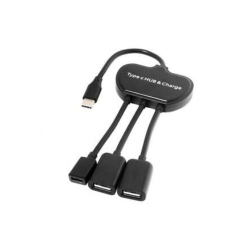 GNS USB-C Otg Cable Dual Ports USB Hub With Type-C Power Charging Port
