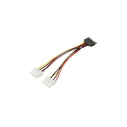 GNS 8 Inch SATA 15 Pin to 2 Molex 4 Pin Dual Power Adapter Y Splitter Cable Cord M/f