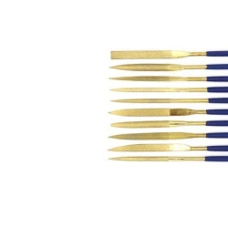 GNS Files Set Plated Metal Needle Carving Diamond Glass Stone Wood 10 PCs Set In Gold