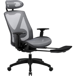 MOUSTACHE Ergonomic Office Chair \w Suspension Mesh Seat And Retractable Footrest, Computer Chair \w Neck Lumbar Support And Supports Up to 275 Lbs
