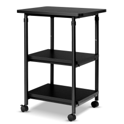 TOPBUY 3-Tier Adjustable Rolling Under Desk Printer Cart With 3 Storage Shelves Printer Stand for Home Office