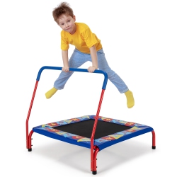 COSTWAY 36" Kids Square Trampoline Indoor Outdoor Rebounder W/foam Handrail Alphabet Pad