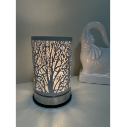 ACE 7" Touch Lamp/essential Oil Burner/fragrance Wax Melts Warmer/silver Forest Table Decor Cap In White