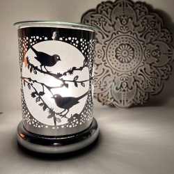 ACE 7" Touch Lamp/essential Oil Burner/fragrance Wax Melts Warmer/silver Couple Chickade Table Decor