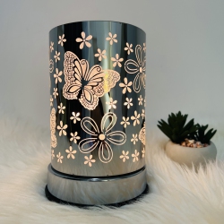 ACE 7" Touch Lamp/essential Oil Burner/fragrance Wax Melts Warmer/silver Butterfly Table Decor