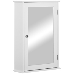 KLEANKIN Bathroom Mirror Cabinet, Wall Mounted Medicine Cabinet, Storage Cupboard With Door And Shelves In White